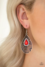 Load image into Gallery viewer, Modern Monte Carlo Red Earring Paparazzi Accessories