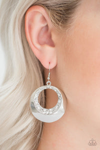 fishhook,rhinestones,white,Ringed In Refinement White Earrings