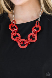 Acrylic,marbled,red,Chromatic Charm Red Acrylic Necklace