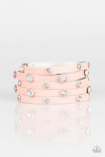 Load image into Gallery viewer, Rhinestone Reputation Pink Leather Urban Wrap Bracelet Paparazzi Accessories