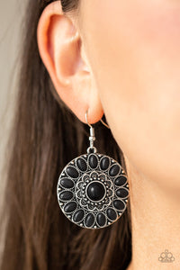 black,fishhook,floral,Desert Palette Black Earring