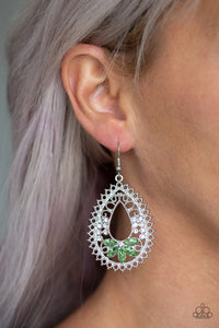 fishhook,green,rhinestones,Instant Reflect Green Earring