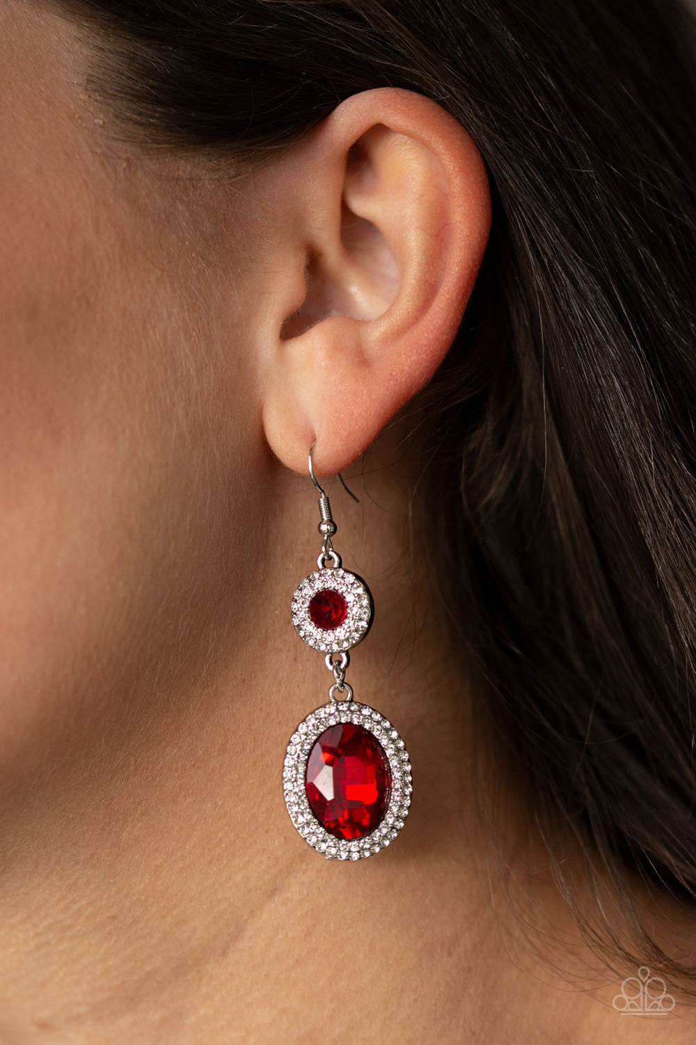 Let It BEDAZZLE Red Rhinestone Earring Paparazzi Accessories