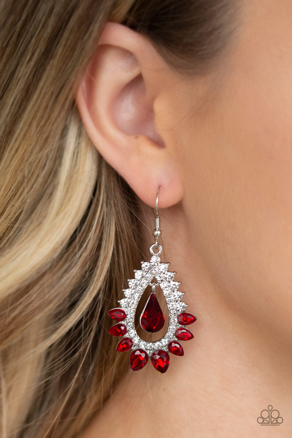 Boss Brilliance Red Earring Paparazzi Accessories