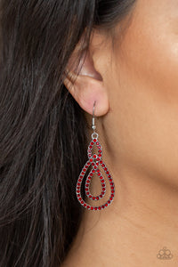 Fishhook,Red,Silver,Sassy Sophistication Red Rhinestone Earrings