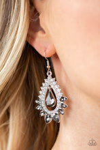 Load image into Gallery viewer, Boss Brilliance Silver Rhinestone Earrings Paparazzi Accessories