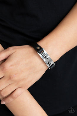 Count Your Blessings Black Leather Urban Bracelet Paparazzi Accessories