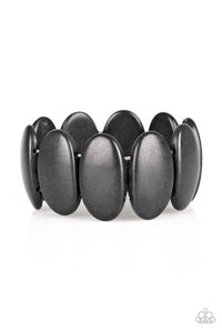 black,stone,stretchy,Dramatically Nomadic Black Stone Stretchy Bracelet