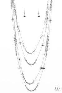 hematite,Long Necklace,silver,Open for Opulence Silver Necklace
