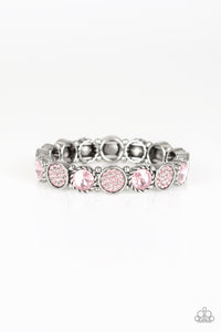 pink,rhinestones,silver,stretchy,Take A Moment To Reflect Pink Bracelet