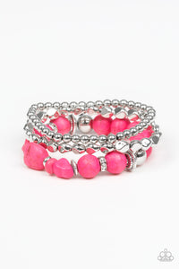 crackle stone,pink,stretchy,Rural Restoration Pink Stone Stretchy Bracelet