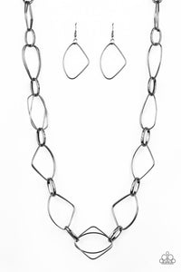 gunmetal,long necklace,Attitude Adjustment - Black Gunmetal Necklace