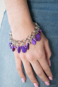 lobster claw clasp,purple,silver,Seashore Sailing Purple Bracelet