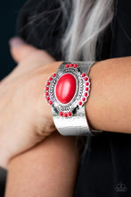 Load image into Gallery viewer, Canyon Crafted Red Stone Cuff Bracelet Paparazzi Accessories