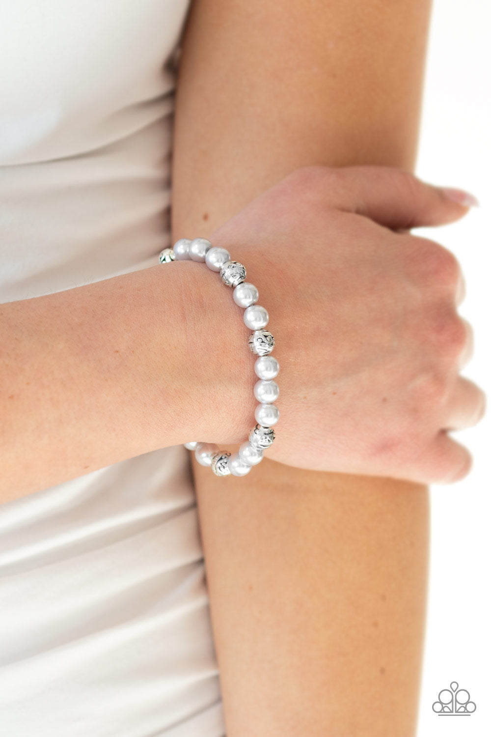 Poised for Perfection Silver Pearl Bracelet Paparazzi Accessories