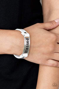 Faith,inspirational,leather,snap,white,Count Your Blessings White Leather Urban Bracelet