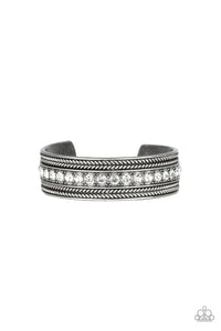 cuff,rhinestones,white,Empress Etiquette White Rhinestone Silver Cuff Bracelet