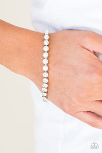 lobster claw clasp,Pearls,rhinestones,white,Out Like A SOCIALITE - White Pearl Rhinestone Bracelet