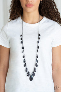 black,long necklace,Glow and Steady Wins the Race Black Necklace
