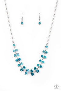 blue,rhinestones,short necklace,silver,Super Starstruck Blue Rhinestone Necklace