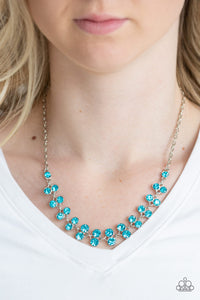 blue,rhinestones,short necklace,silver,Super Starstruck Blue Rhinestone Necklace