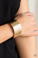 Load image into Gallery viewer, Simmering Shimmer Gold Cuff Bracelet Paparazzi Accessories