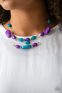 blue,purple,short necklace,turquoise,Radiant Reflections Multi Necklace