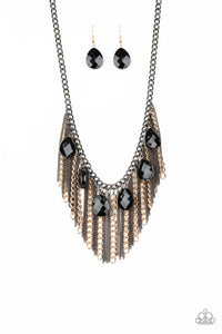 black,gold,gunmetal,short necklace,Vixen Conviction Multi Necklace