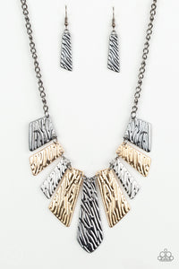 gold,gunmetal,short necklace,silver,Texture Tigress Multi Necklace