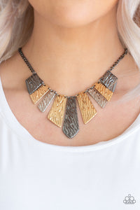 gold,gunmetal,short necklace,silver,Texture Tigress Multi Necklace