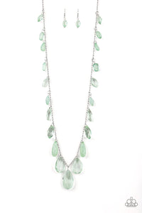 green,long necklace,Glow and Steady Wins the Race Green Necklace