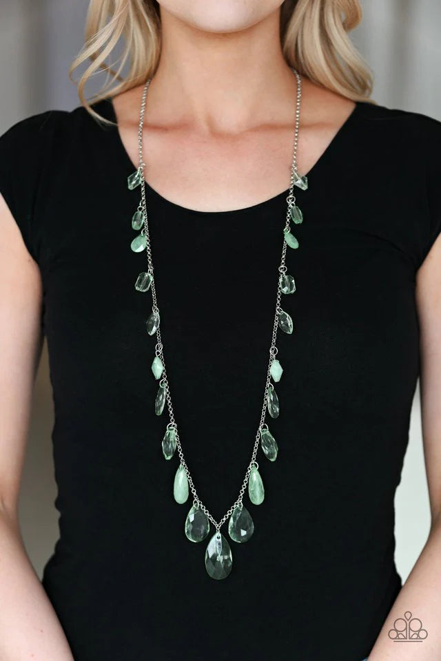 Glow and Steady Wins the Race Green Necklace Paparazzi Accessories
