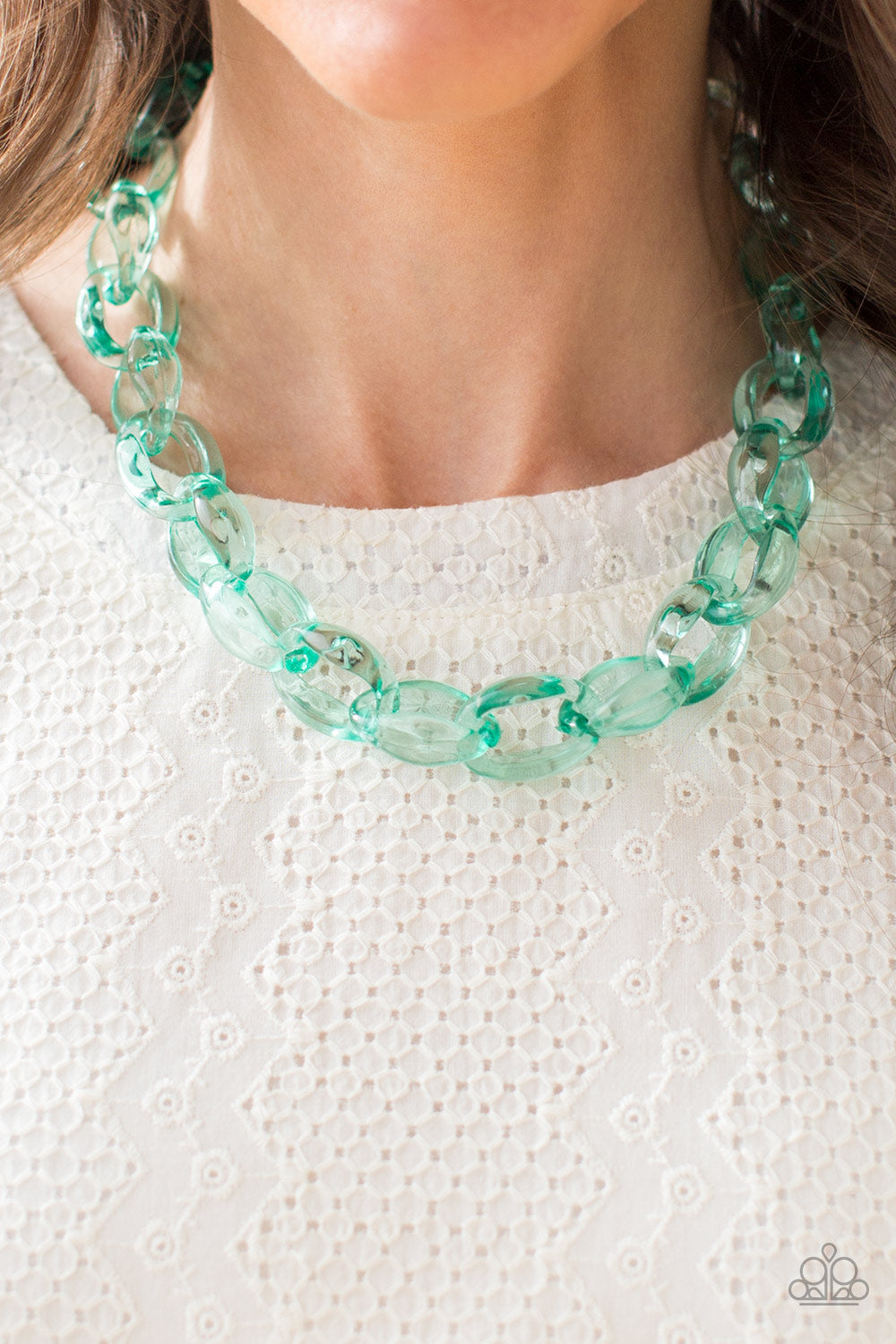Ice Queen Green Acrylic Necklace Paparazzi Accessories