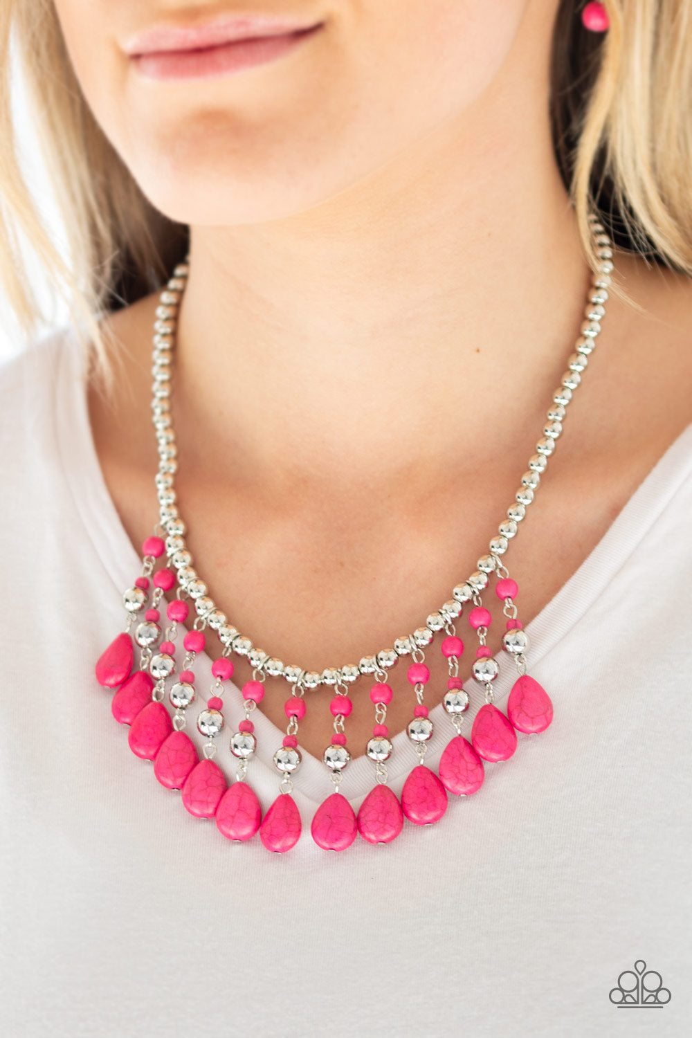 Rural Revival Pink Stone Necklace Paparazzi Accessories