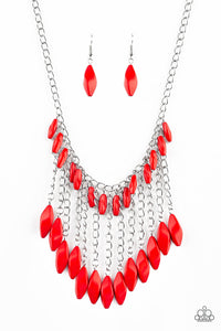 red,short necklace,silver,Venturous Vibes Red Necklace