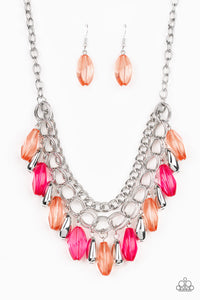 orange,pink,Short Necklace,silver,Spring Daydream Multi Necklace