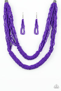 purple,seed bead,short necklace,Right As Rainforest Purple Seed Bead Necklace