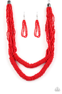 Right as Rainforest Red Seed Bead Necklace