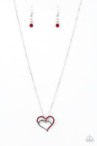 red,rhinestones,Heart To HEARTTHROB Red Necklace