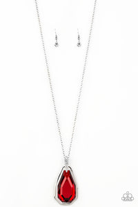 long necklace,red,rhinestones,Maven Magic Red Necklace