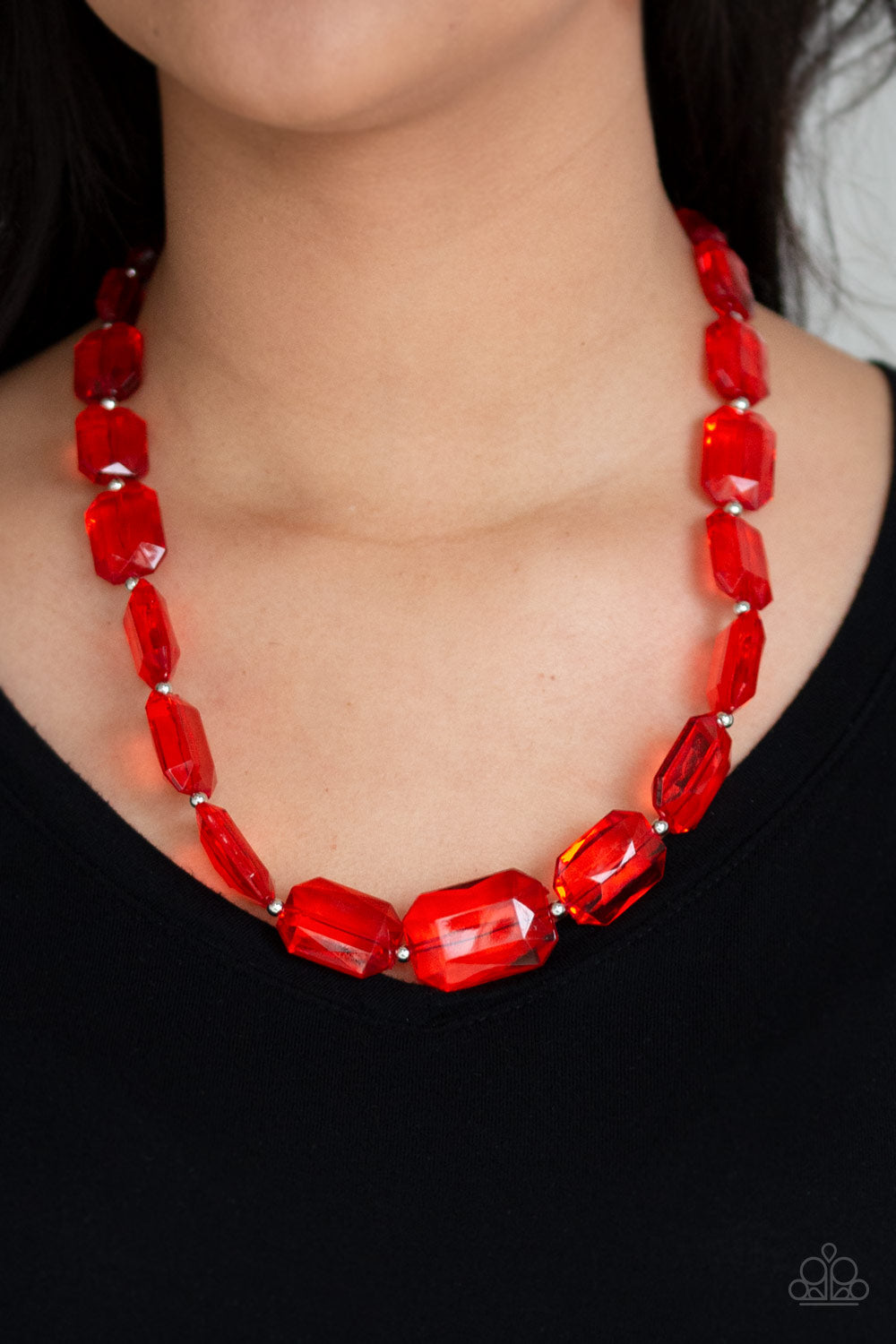 ICE Versa Red Acrylic Necklace Paparazzi Accessories