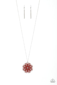 Long Necklace,Red,Silver,Spin Your Pinwheels Red Necklace