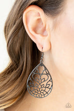 Load image into Gallery viewer, Lovely Lotus Black Gunmetal Earring Paparazzi Accessories
