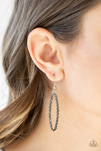 fishhook,Hematite,rhinestones,silver,A Little GLOW-mance silver earring