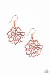 copper,fishhook,floral,Darling Dahlia Copper Earring