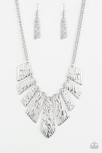 short necklace,silver,Texture Tigress Silver Necklace