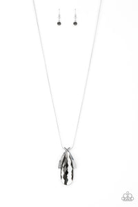 Hematite,long necklace,rhinestones,silver,Stellar Sophistication Silver Necklace