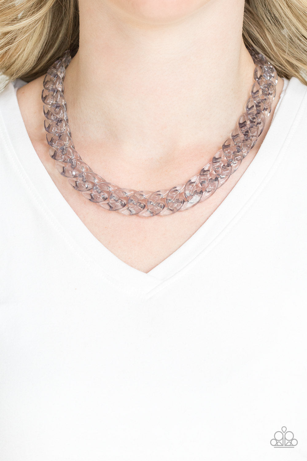 Put It On Ice Silver Acrylic Necklace Paparazzi Accessories