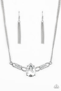 rhinestones,short necklace,silver,white,Way to Make an Entrance White Necklace