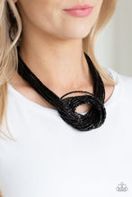 Load image into Gallery viewer, Knotted Knockout Black Seed Bead Necklace Paparazzi Accessories